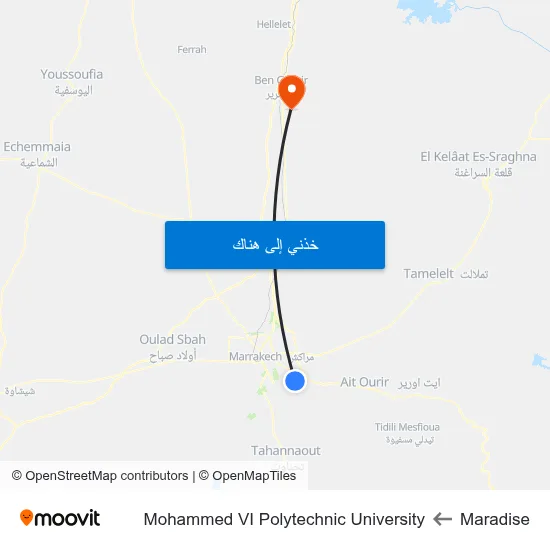 Maradise to Mohammed VI Polytechnic University map