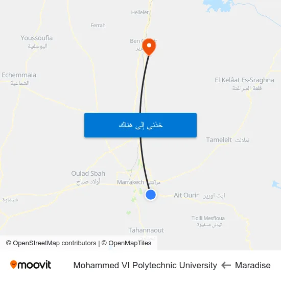 Maradise to Mohammed VI Polytechnic University map