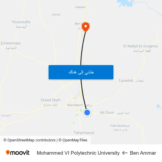Ben Ammar to Mohammed VI Polytechnic University map
