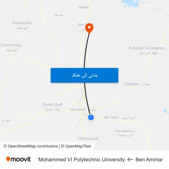 Ben Ammar to Mohammed VI Polytechnic University map