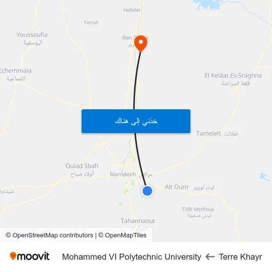 Terre Khayr to Mohammed VI Polytechnic University map
