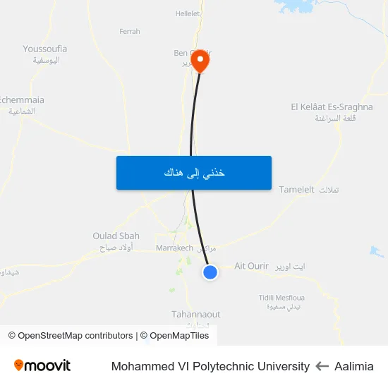 Aalimia to Mohammed VI Polytechnic University map