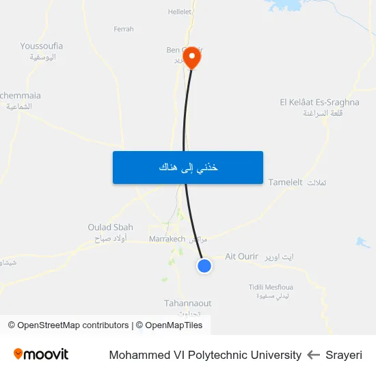 Srayeri to Mohammed VI Polytechnic University map
