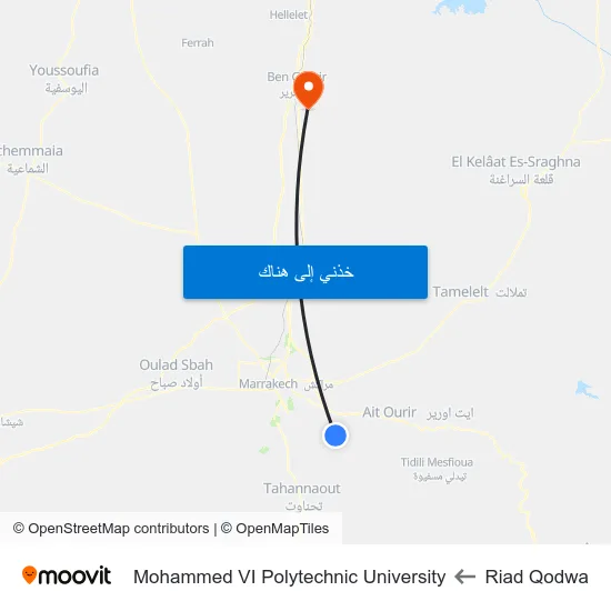 Riad Qodwa to Mohammed VI Polytechnic University map