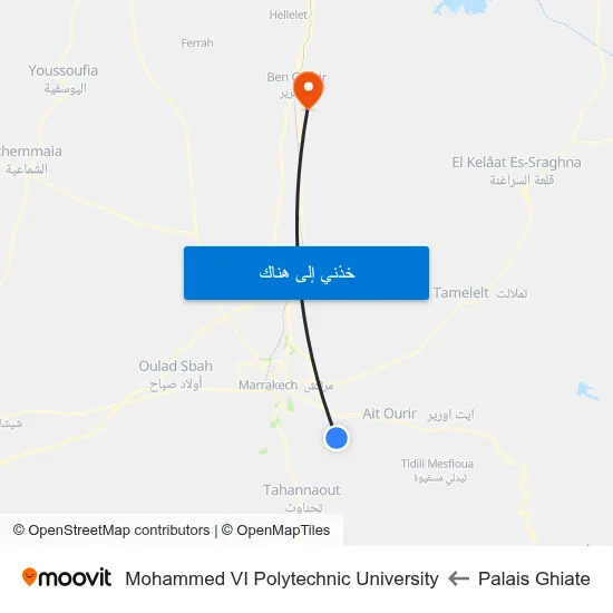 Palais Ghiate to Mohammed VI Polytechnic University map