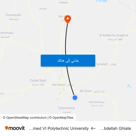 Sidi Abdellah Ghiate to Mohammed VI Polytechnic University map