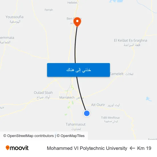 Km 19 to Mohammed VI Polytechnic University map