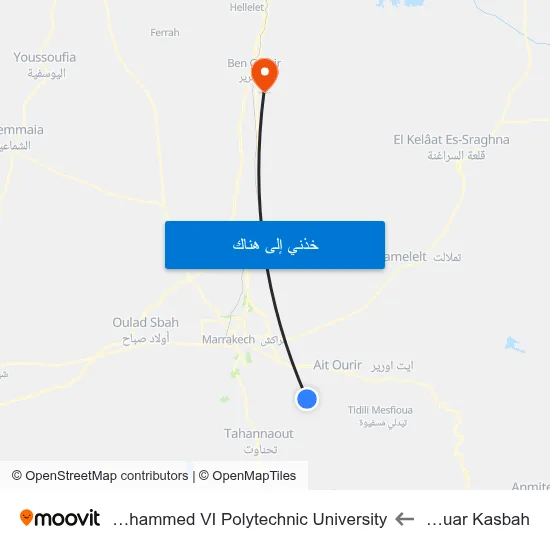 Douar Kasbah to Mohammed VI Polytechnic University map