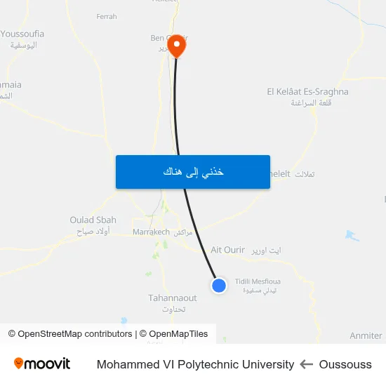 Oussouss to Mohammed VI Polytechnic University map