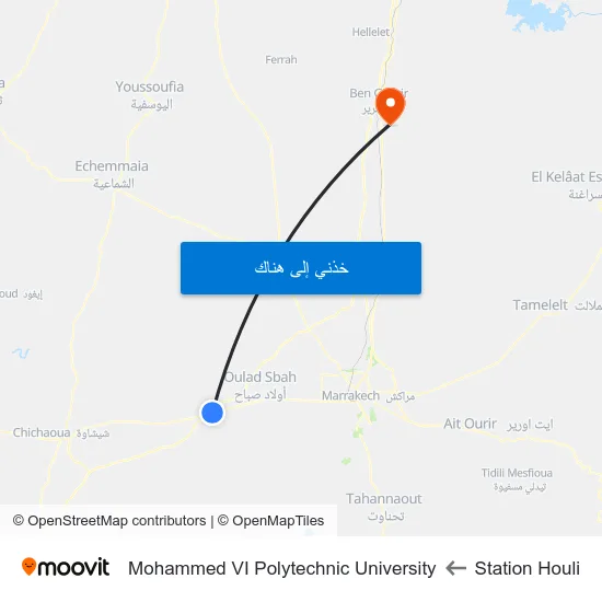 Station Houli to Mohammed VI Polytechnic University map