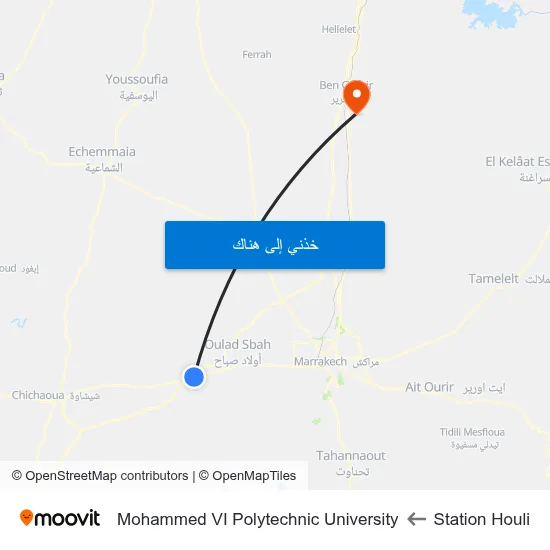 Station Houli to Mohammed VI Polytechnic University map