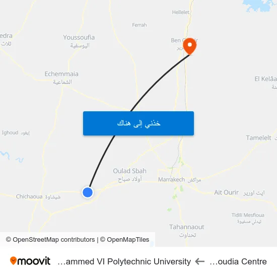 Mzoudia Centre to Mohammed VI Polytechnic University map