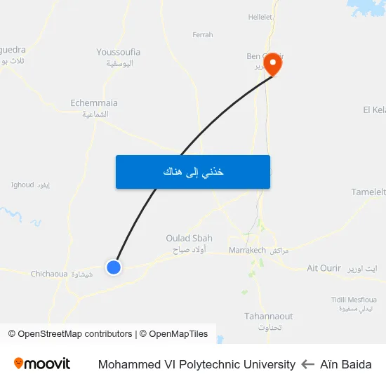 Aïn Baida to Mohammed VI Polytechnic University map
