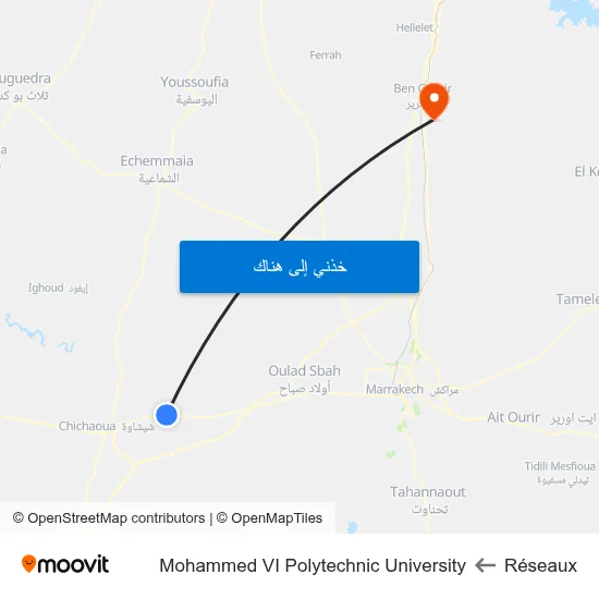 Réseaux to Mohammed VI Polytechnic University map