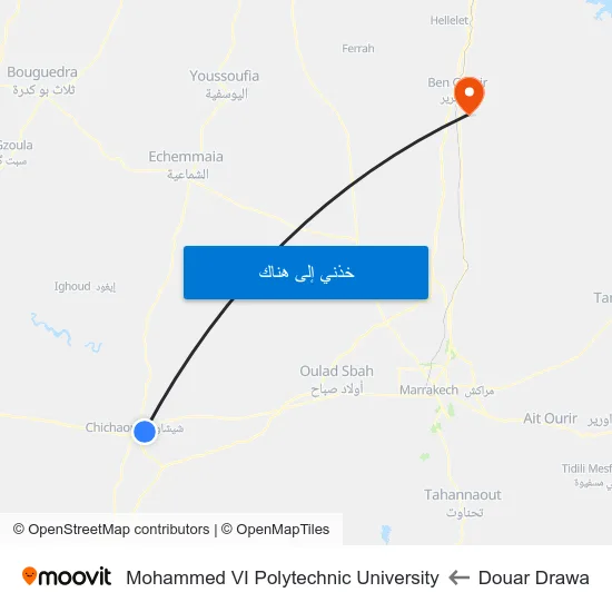 Douar Drawa to Mohammed VI Polytechnic University map