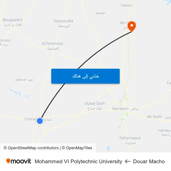 Douar Macho to Mohammed VI Polytechnic University map