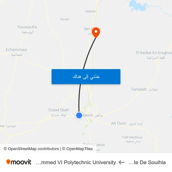 Route De Souihla to Mohammed VI Polytechnic University map