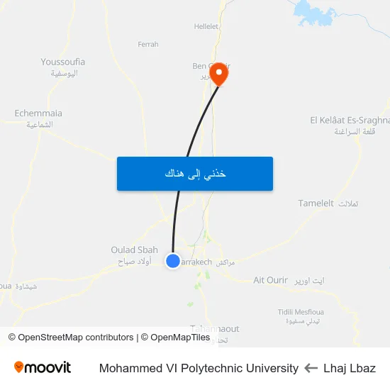 Lhaj Lbaz to Mohammed VI Polytechnic University map