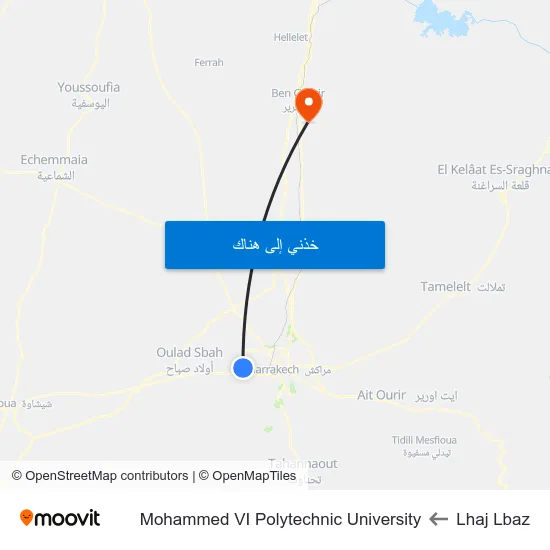Lhaj Lbaz to Mohammed VI Polytechnic University map