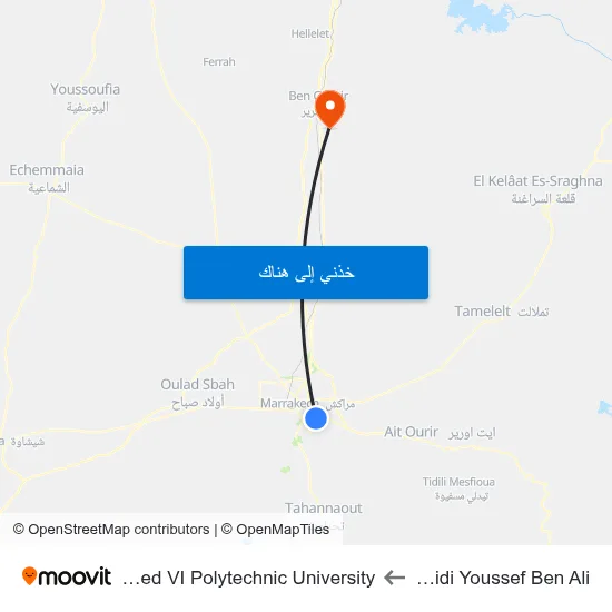 Souk Sidi Youssef Ben Ali to Mohammed VI Polytechnic University map