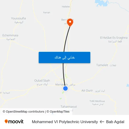 Bab Agdal to Mohammed VI Polytechnic University map