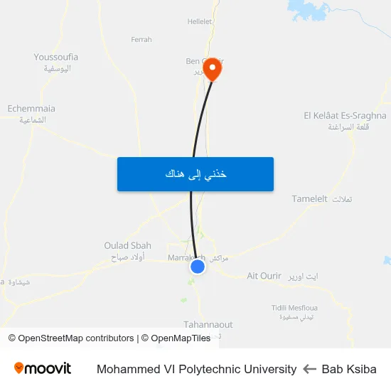 Bab Ksiba to Mohammed VI Polytechnic University map