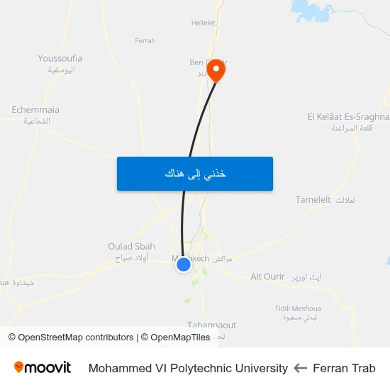 Ferran Trab to Mohammed VI Polytechnic University map