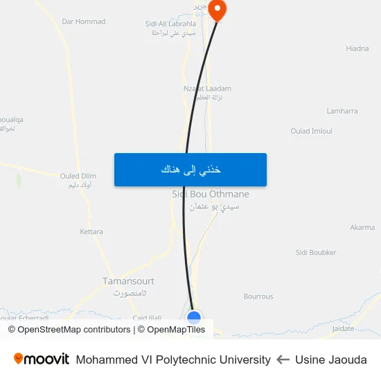 Usine Jaouda to Mohammed VI Polytechnic University map
