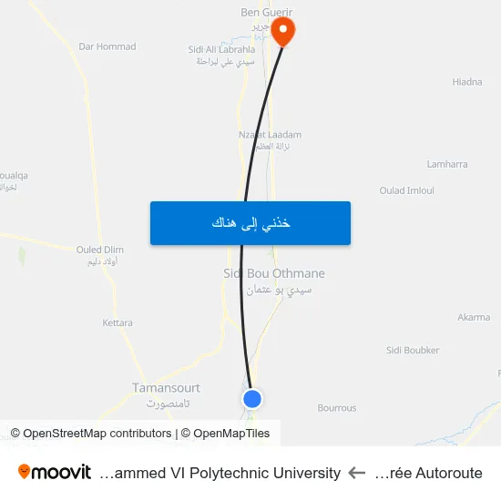 Entrée Autoroute to Mohammed VI Polytechnic University map