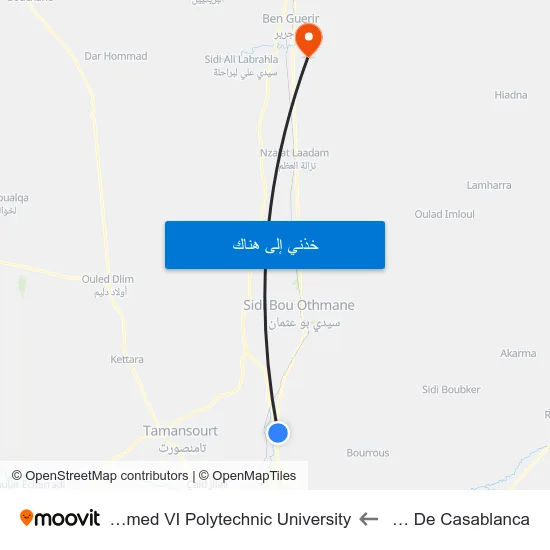 Route De Casablanca to Mohammed VI Polytechnic University map