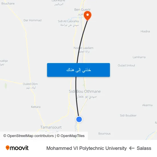 Salass to Mohammed VI Polytechnic University map