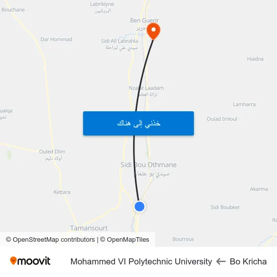 Bo Kricha to Mohammed VI Polytechnic University map