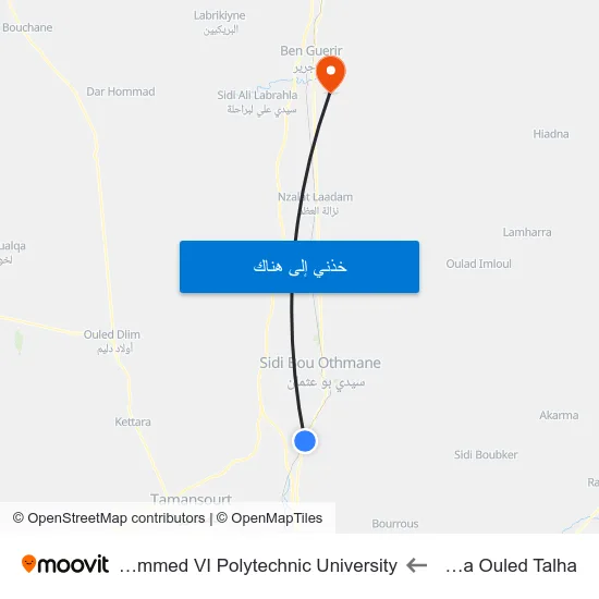 Sakka Ouled Talha to Mohammed VI Polytechnic University map