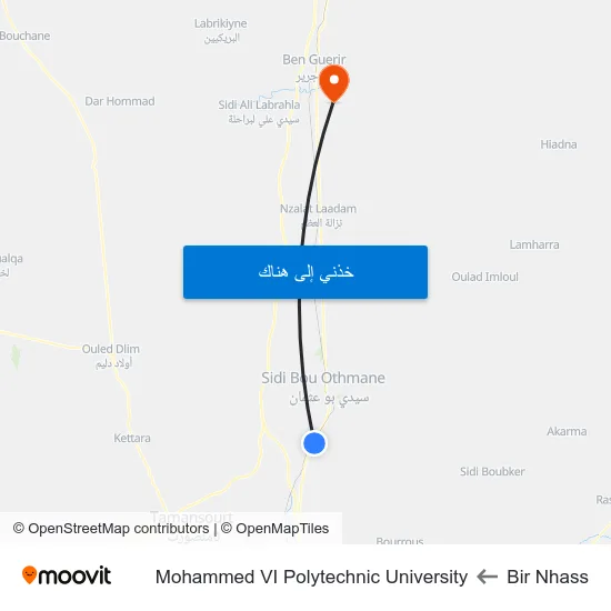 Bir Nhass to Mohammed VI Polytechnic University map