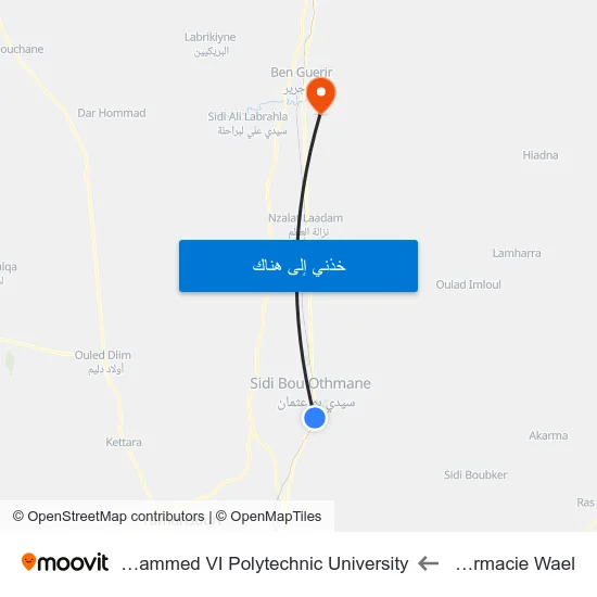 Pharmacie Wael to Mohammed VI Polytechnic University map