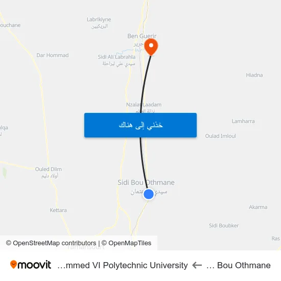Sidi Bou Othmane to Mohammed VI Polytechnic University map