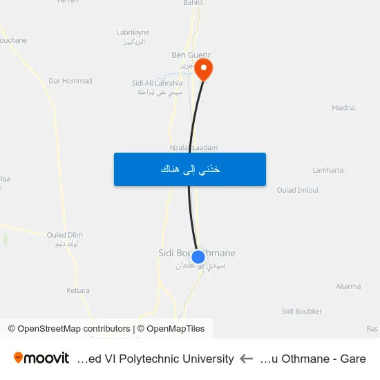 Sidi Bou Othmane - Gare to Mohammed VI Polytechnic University map