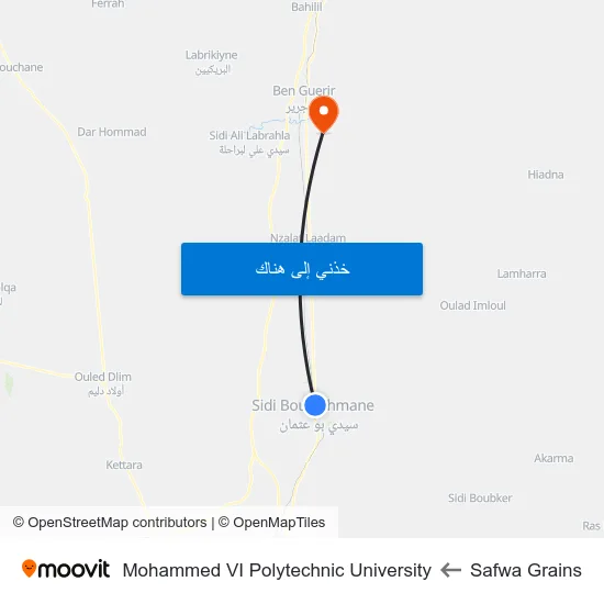 Safwa Grains to Mohammed VI Polytechnic University map