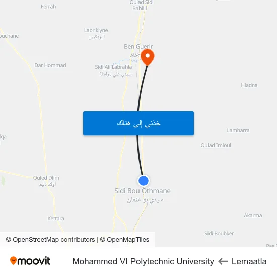 Lemaatla to Mohammed VI Polytechnic University map