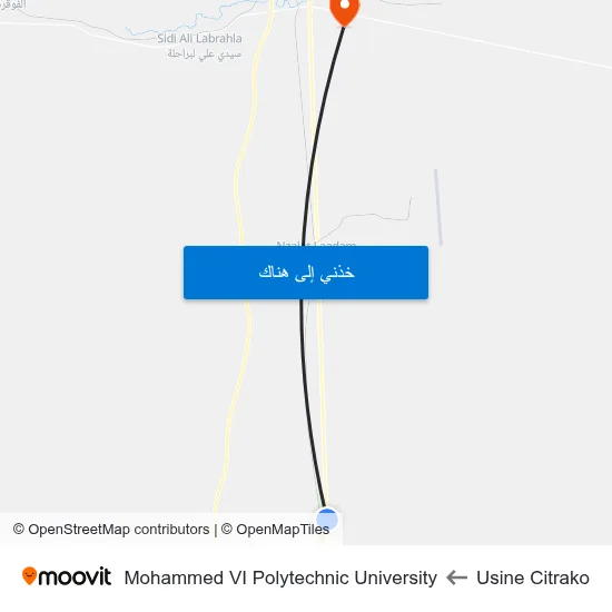 Usine Citrako to Mohammed VI Polytechnic University map