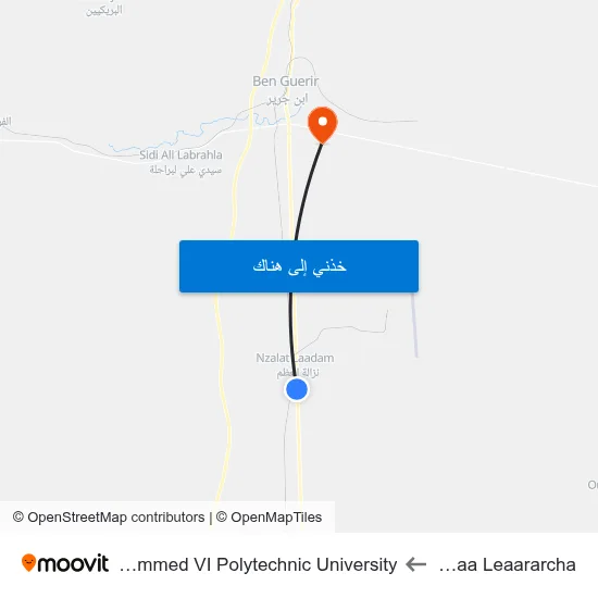 Jemaa Leaararcha to Mohammed VI Polytechnic University map