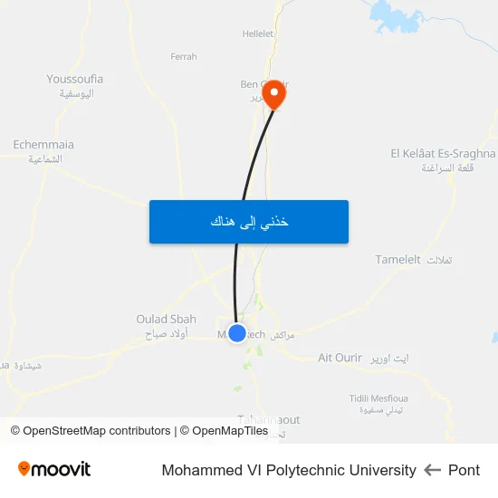Pont to Mohammed VI Polytechnic University map