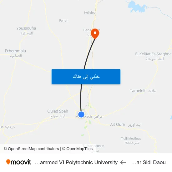 Douar Sidi Daou to Mohammed VI Polytechnic University map