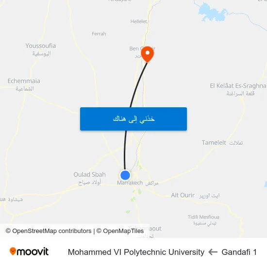 Gandafi 1 to Mohammed VI Polytechnic University map