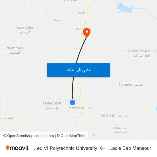 Pharmacie Bab Mansour to Mohammed VI Polytechnic University map