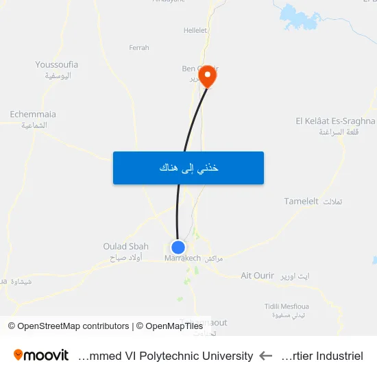 Quartier Industriel to Mohammed VI Polytechnic University map