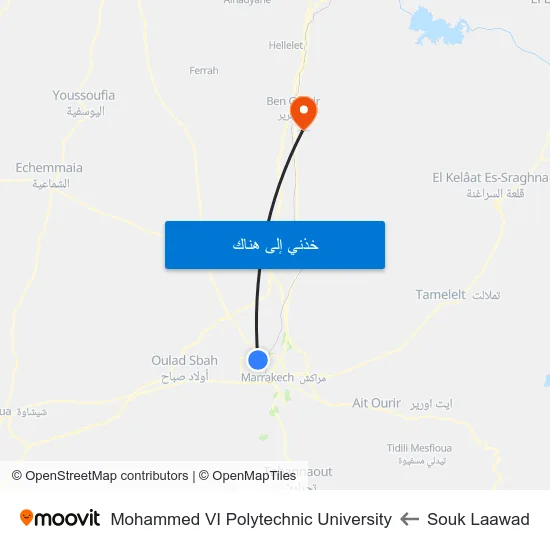 Souk Laawad to Mohammed VI Polytechnic University map