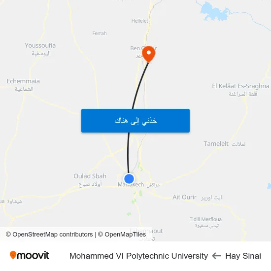 Hay Sinai to Mohammed VI Polytechnic University map