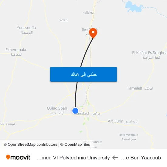 Ecole Ben Yaacoub to Mohammed VI Polytechnic University map