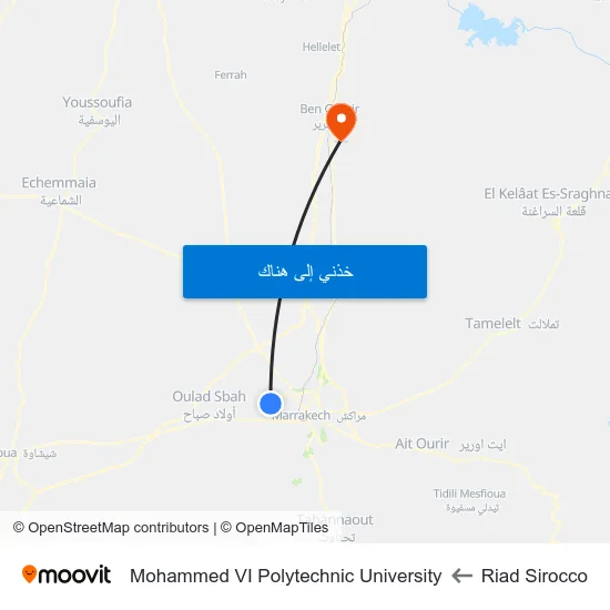 Riad Sirocco to Mohammed VI Polytechnic University map